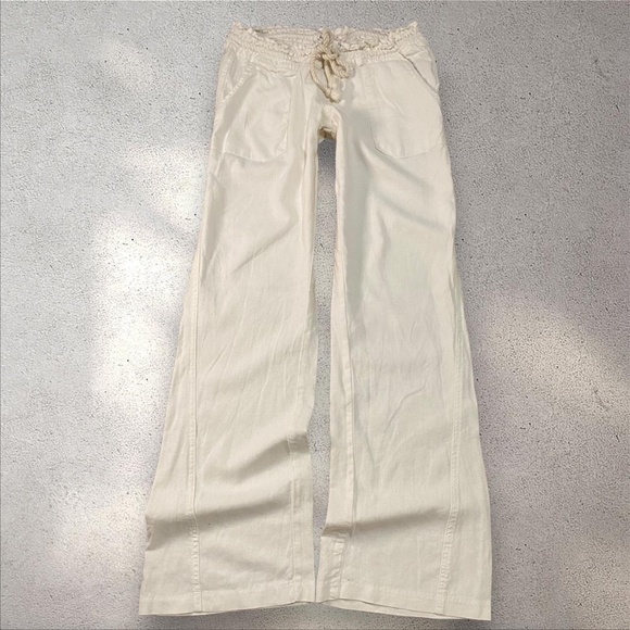 Roxy White Low Rise Drawstring Pants - Picture 1 of 4